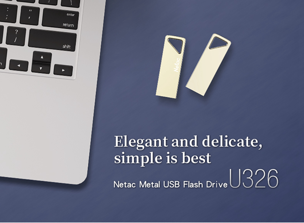 Netac U326 16GB Waterproof Metal USB2.0 Flash Drive Built-in Encryption Software - Golden