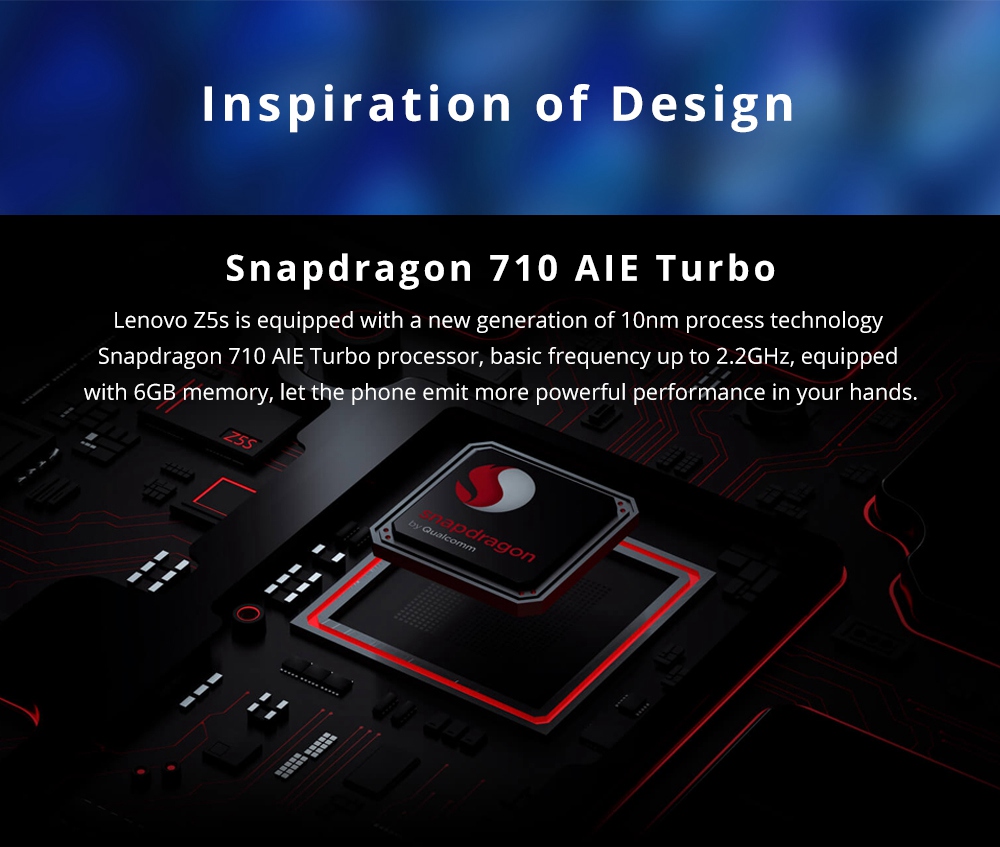 Lenovo Z5S 6.3 Inch 4G LTE Smartphone Snapdragon 710 4GB 64GB 16.0MP+8.0MP+5.0MP Triple Rear Cameras ZUI 10 Touch ID Quick Charge - Grey