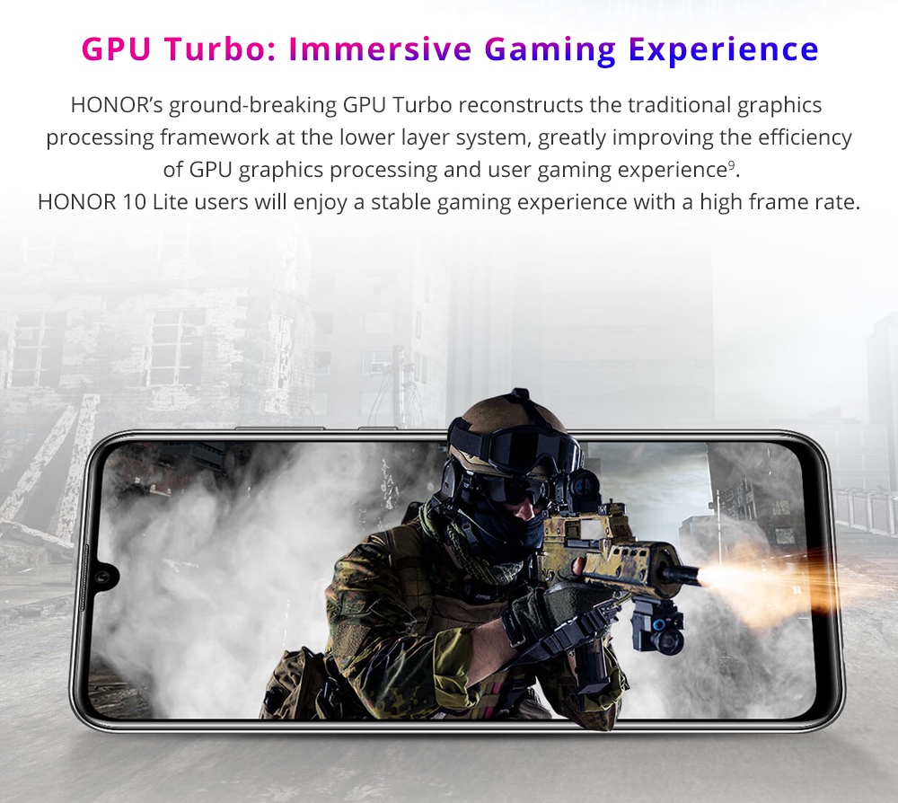 HUAWEI Honor 10 Lite 6.21 Inch 4G LTE Smartphone Kirin 710 6GB 128GB 13.0MP+2.0MP Dual Rear Cameras Android 9.0 Touch ID - Black