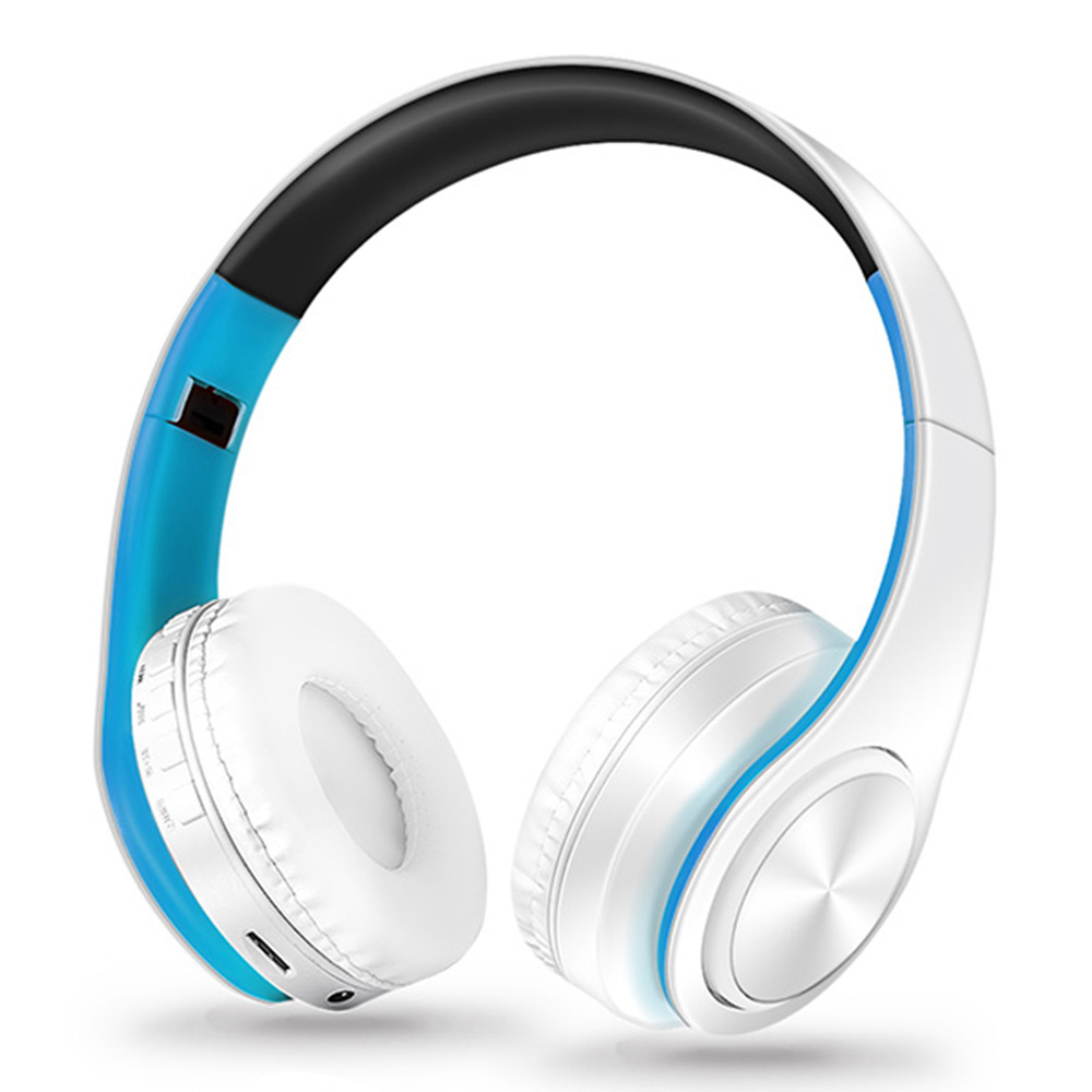 M3 Foldable Wireless Bluetooth Headphones Stereo Sound Support TF Card FM - Blue + White