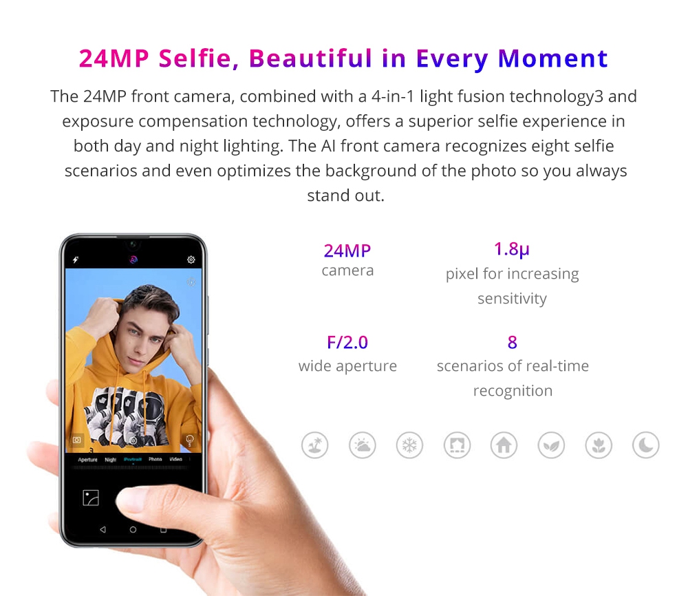 HUAWEI Honor 10 Lite 6.21 Inch 4G LTE Smartphone Kirin 710 6GB 128GB 13.0MP+2.0MP Dual Rear Cameras Android 9.0 Touch ID - Black