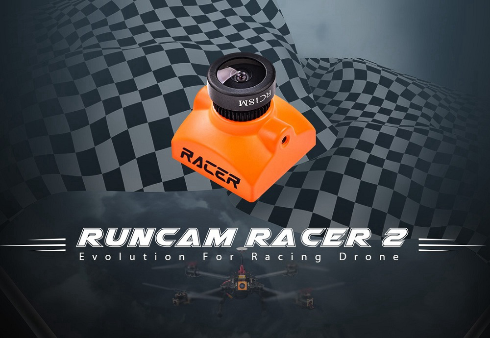 RunCam Racer 2 Super WDR OSD 2.1mm FOV 145 Degree 700TVL CMOS Sensor Micro FPV Camera 4:3 Widescreen N/P Switchable - Black