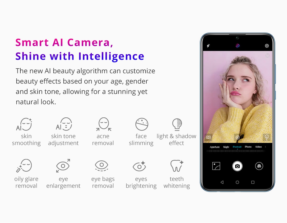 HUAWEI Honor 10 Lite 6.21 Inch 4G LTE Smartphone Kirin 710 3GB 64GB 13.0MP+2.0MP Dual Rear Cameras Android 9.0 Touch ID Global Version - Blue