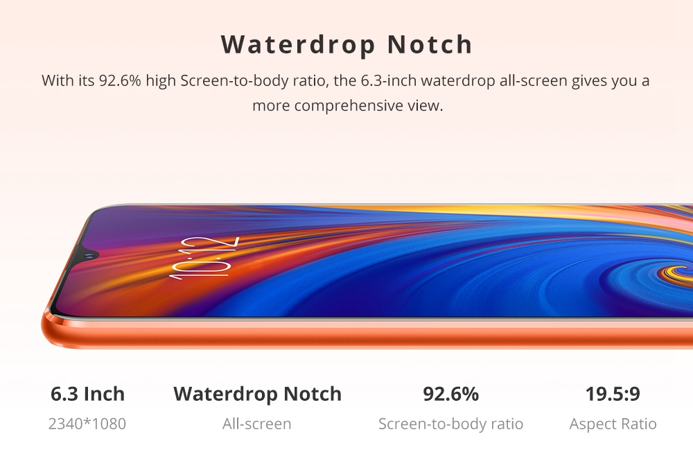 Lenovo Z5S 6.3 Inch 4G LTE Smartphone Snapdragon 710 4GB 64GB 16.0MP+8.0MP+5.0MP Triple Rear Cameras ZUI 10 Touch ID Quick Charge - Grey