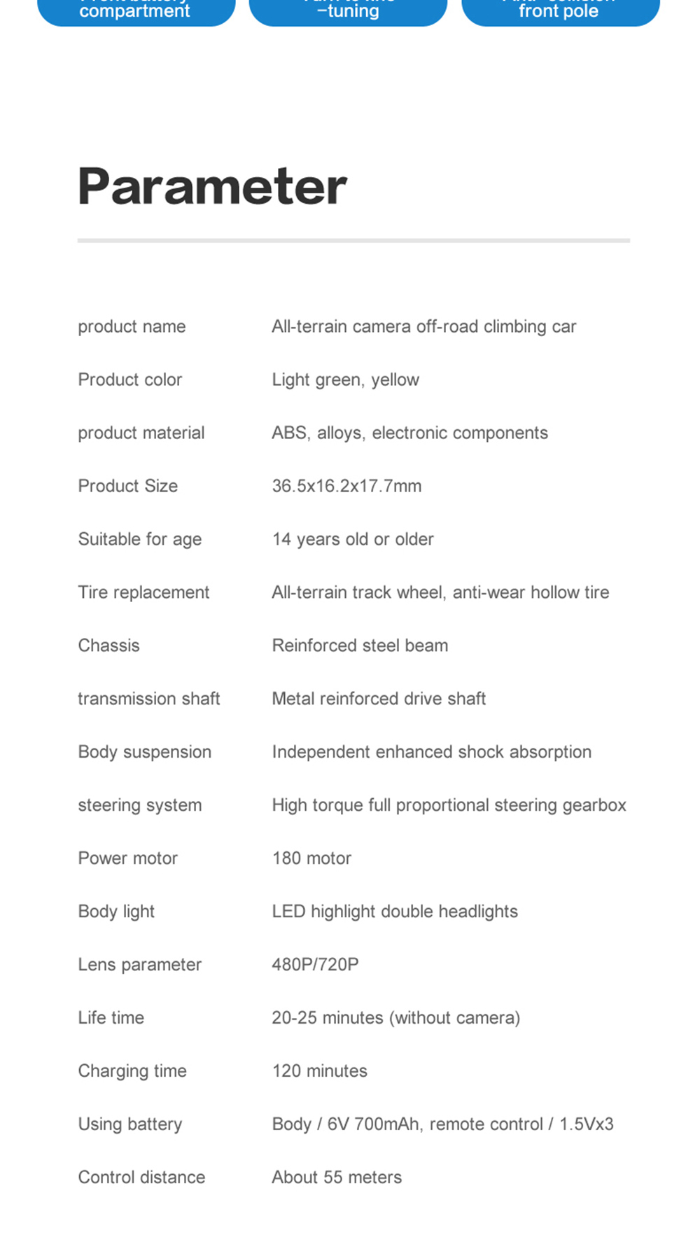 Fayee FY003B 2.4G 1:16 4WD Metal Frame Off-road RC Car RTR Snow Tires - Yellow