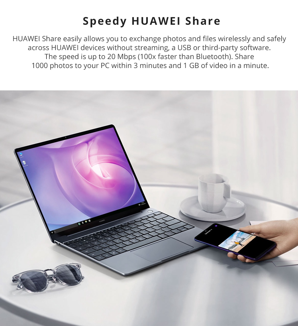 Huawei MateBook 13 laptop Intel Core i5-8265U Quad Core GeForce MX150 2GB DDR5 13" IPS Screen 2160x1440 8GB DDR3 512GB SSD - Grey