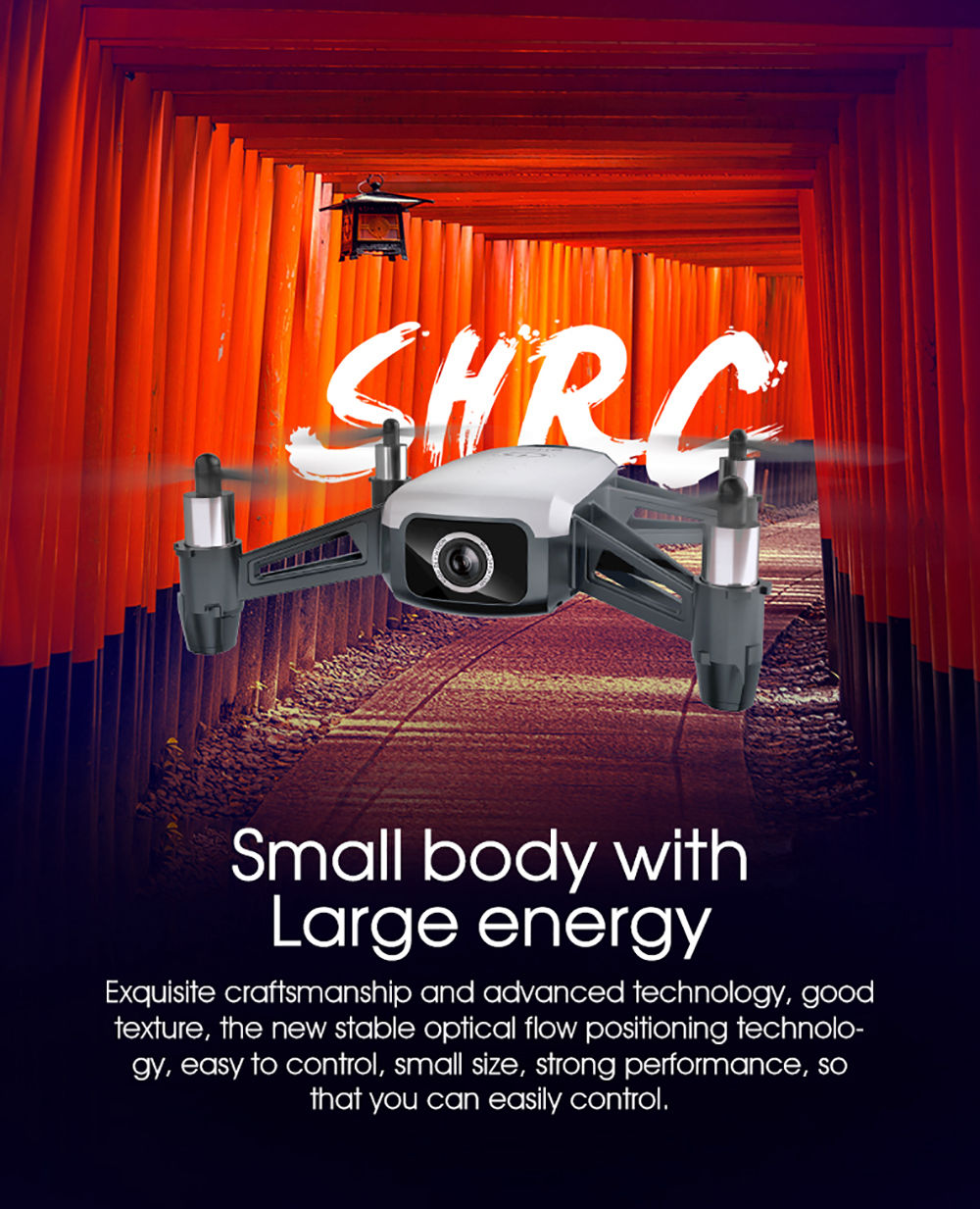 SHRC H2 Locke 2K WIFI FPV RC Quadcopter Smart Follow Optical Flow Positioning Mode RTF Black - Two Battery