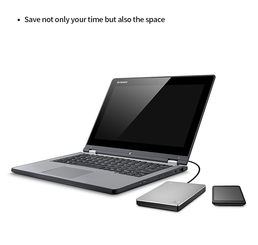 Seagate Backup Plus Slim STDR1000301 1TB Portable External Hard Drive 2.5 Inch USB3.0 For Desktop Laptop - Silver