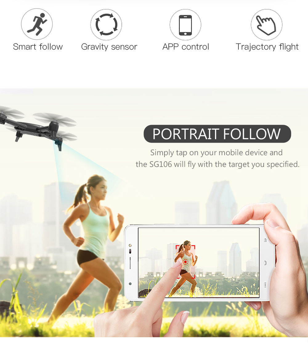 SG106 1080P WiFi FPV RC Drone Optical Flow Positioning RTF Black - Three Battery