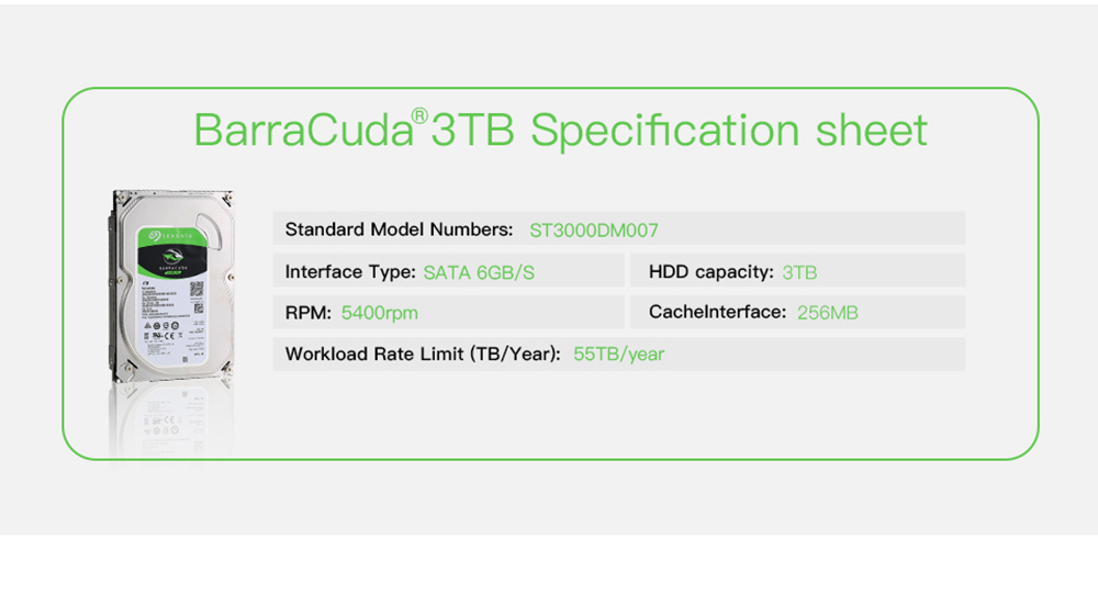 Seagate BarraCuda ST3000DM007 3TB Desktop HDD 3.5 Inch Silver