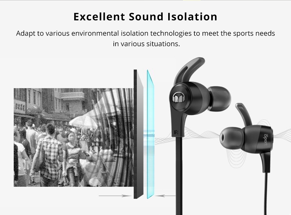 MONSTER iSport Achieve Bluetooth Earphones Water Resistant Noise Reduction - Blue