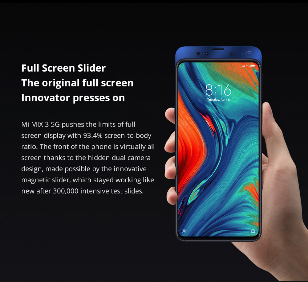 Global Version Xiaomi Mi Mix 3 5G 6GB 128GB Smartphone Black