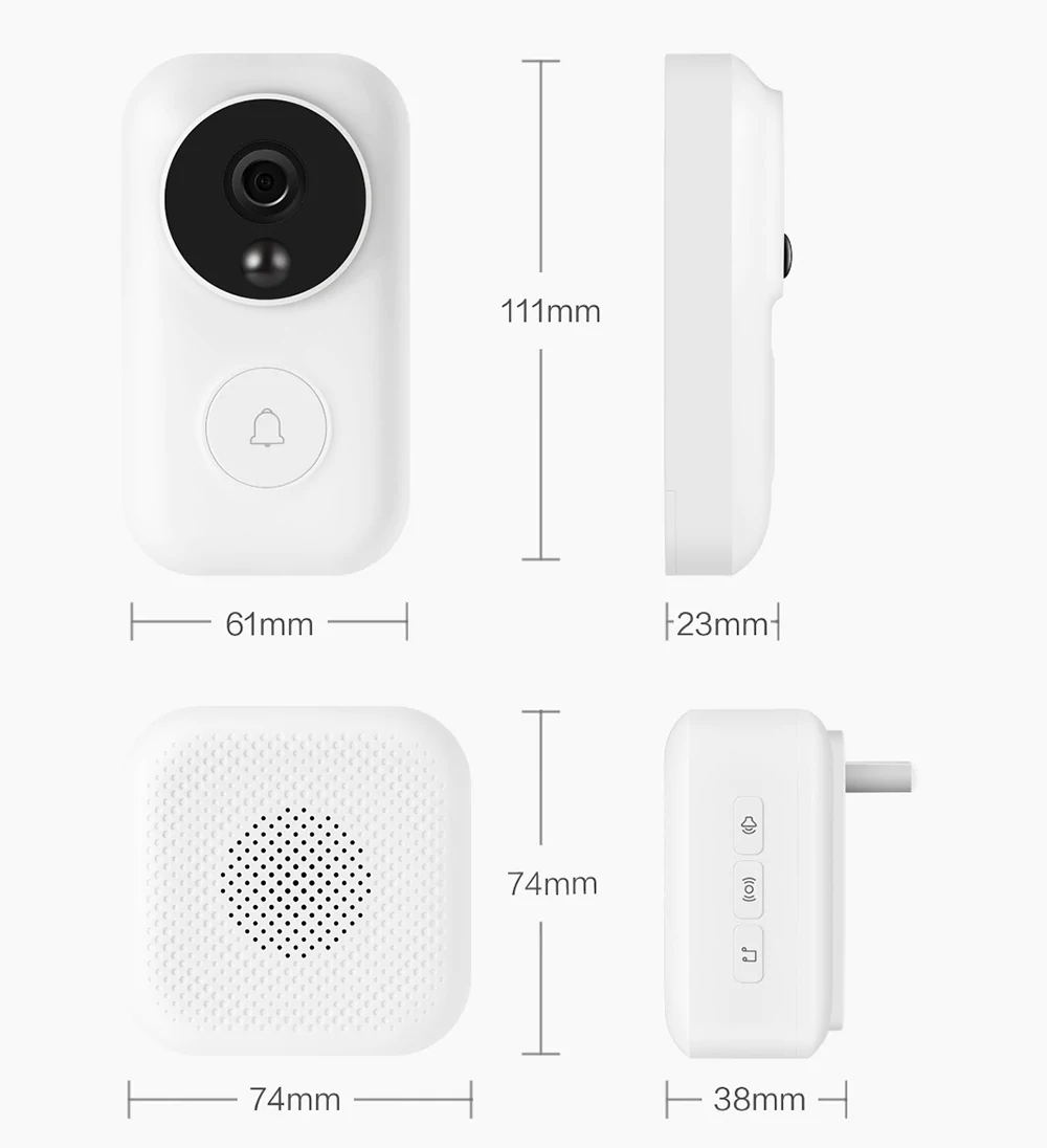 Xiaomi FJ02MLWJ Smart video Doorbell AI Face Identification 720P IR Night Vision Motion Detection SMS Push Intercom - White