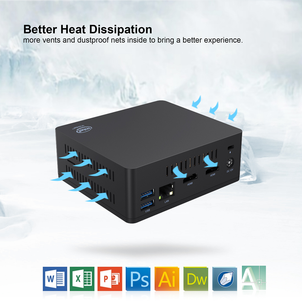 AP45 Intel Apollo Lake J4205 8GB DDR4 128GB  mSATA SSD Windows 10 Mini PC Dual Band WiFi Bluetooth Gigabit LAN USB3.0*4 HDMI*2 2.5 inch HDD Bay