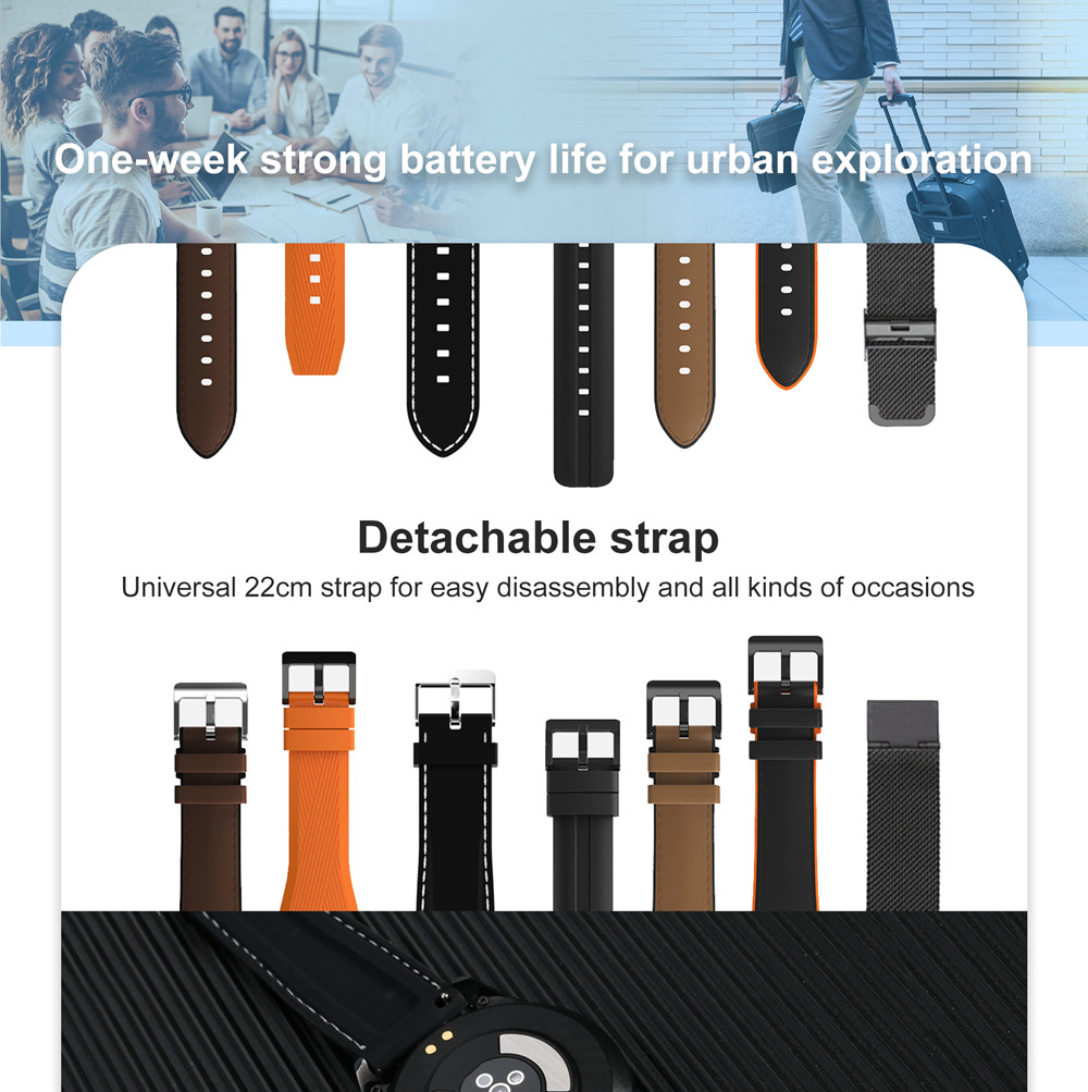 NO.1 DT28 Smart Watch 1.54 Inch TFT Screen Heart Rate Monitor ECG Blood Pressure Bluetooth4.2 IP68 Stainless Steel Strap - Black