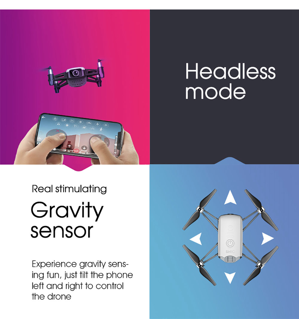 SHRC H2 Locke 2K WIFI FPV RC Quadcopter Smart Follow Optical Flow Positioning Mode RTF Black - Two Battery