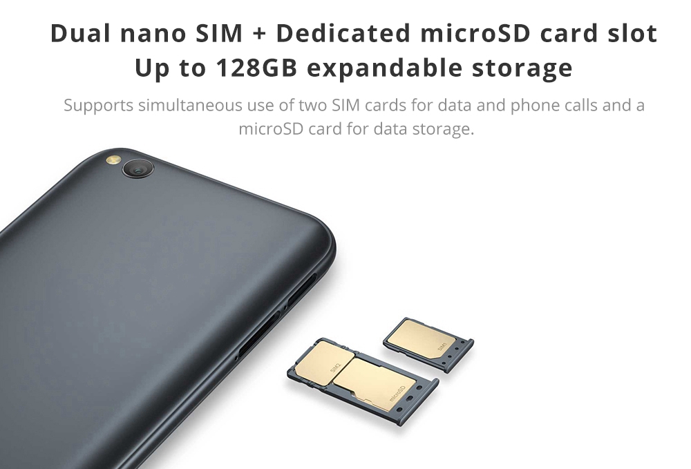 Xiaomi Redmi Go 5.0 inch 4G LTE Smartphone Snapdragon 425 1GB 8GB 8.0MP Rear+5.0MP Front Camera Android Special-edition System Global Version - Black