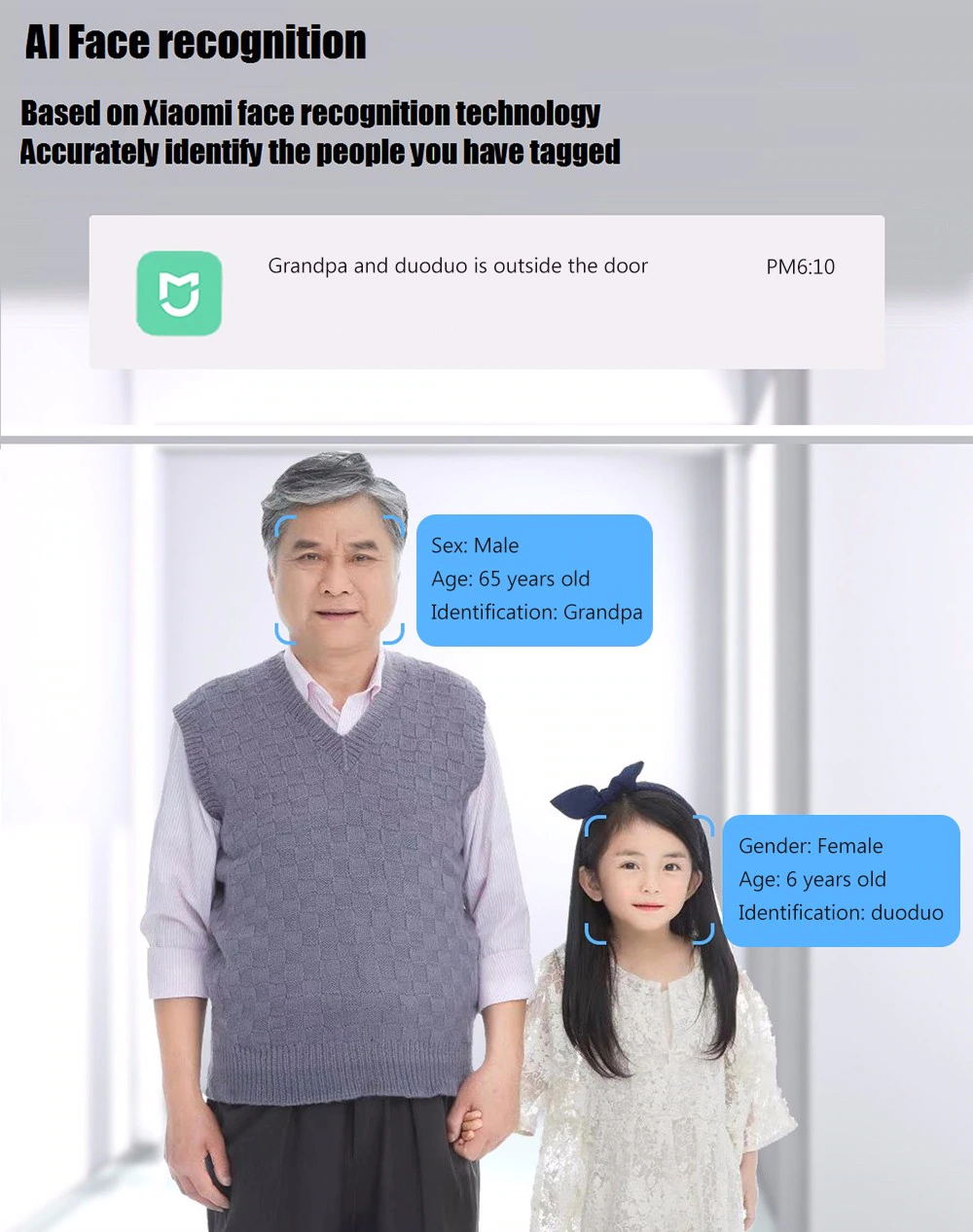 Xiaomi FJ02MLWJ Smart video Doorbell AI Face Identification 720P IR Night Vision Motion Detection SMS Push Intercom - White