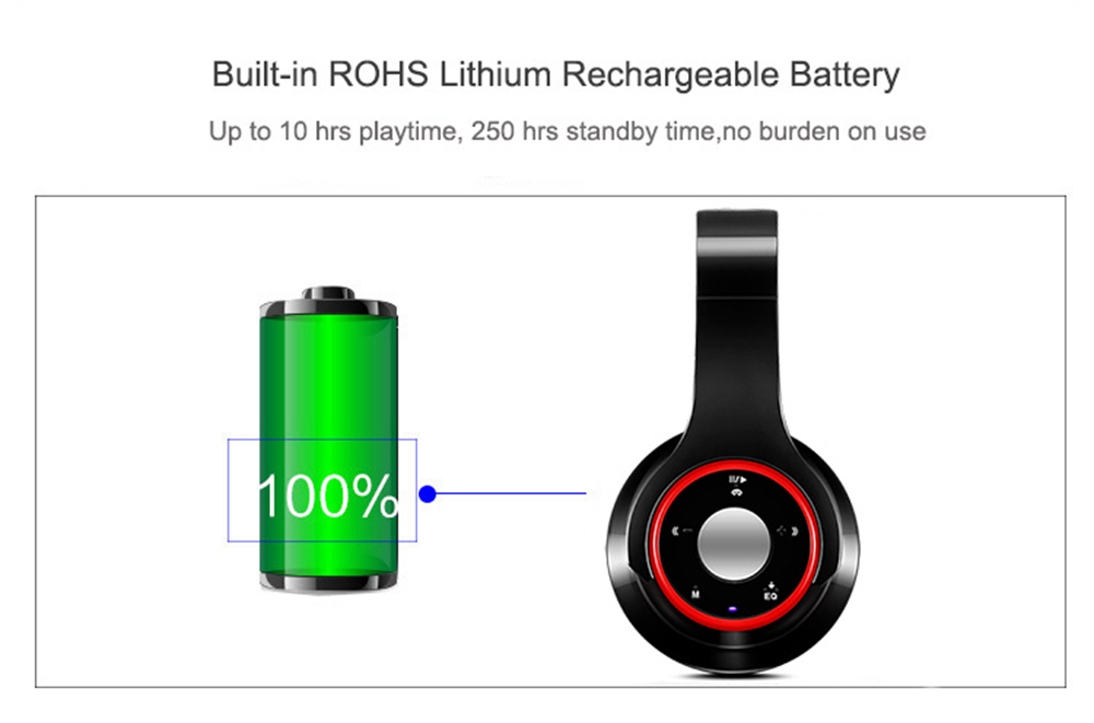 SG8 Foldable Wireless Bluetooth Headphones Support FM Radio TF Card for Phone Tablet - Red + Black