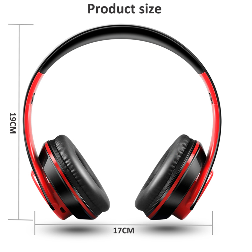 SG8 Foldable Wireless Bluetooth Headphones Support FM Radio TF Card for Phone Tablet - Red + Black