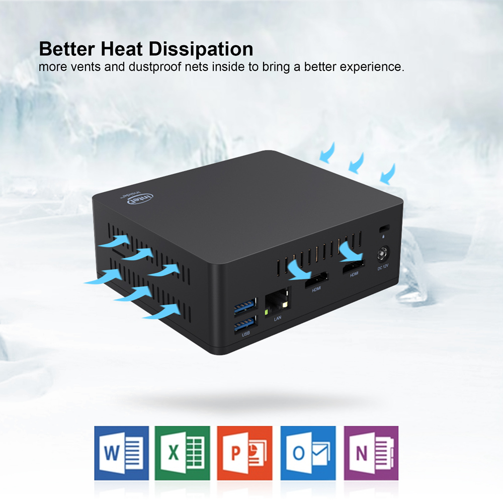 AP45 Intel Apollo Lake J4205 4GB DDR4 64GB eMMC Windows 10 Mini PC Dual Band WiFi Bluetooth Gigabit LAN USB3.0*4 HDMI*2 2.5 inch HDD Bay