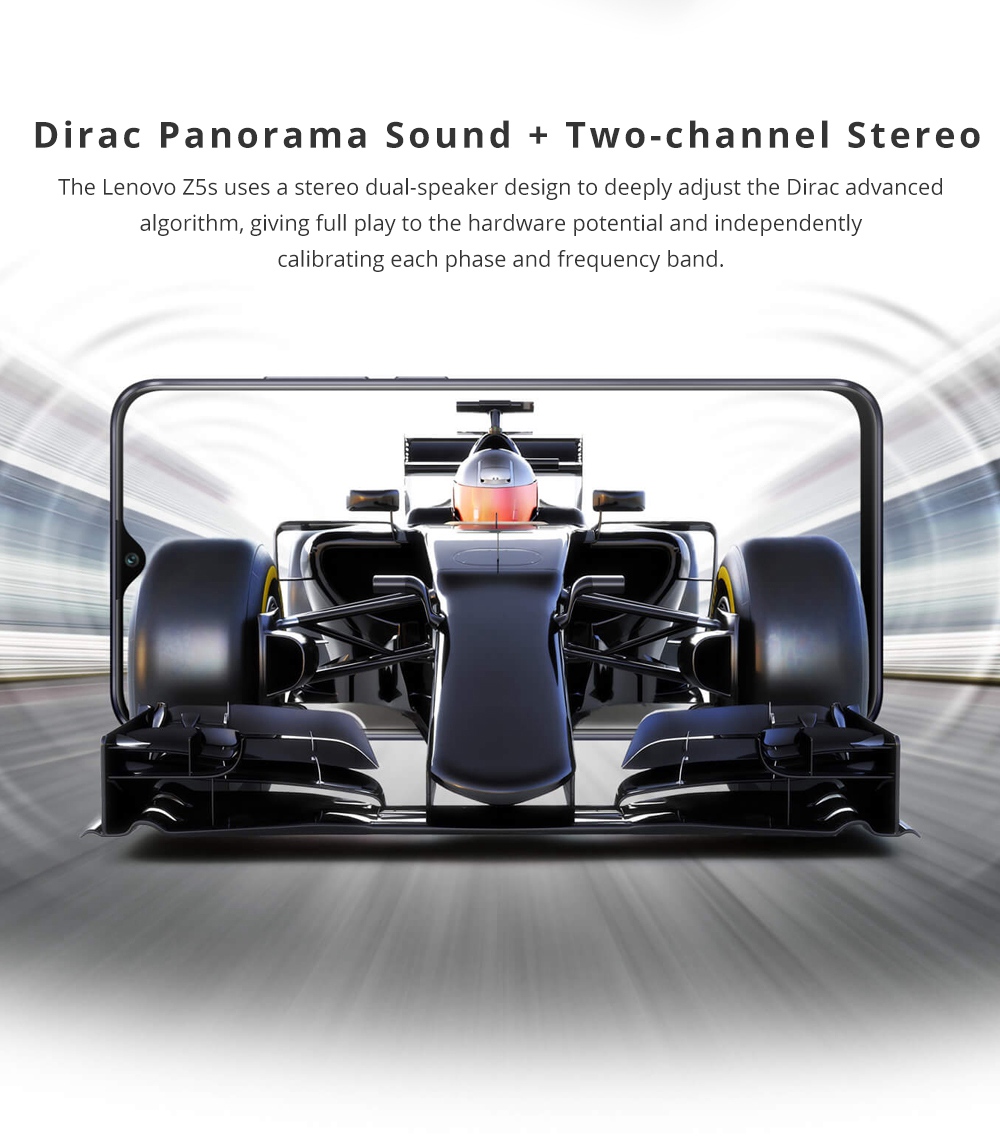 Lenovo Z5S 6.3 Inch 4G LTE Smartphone Snapdragon 710 4GB 64GB 16.0MP+8.0MP+5.0MP Triple Rear Cameras ZUI 10 Touch ID Quick Charge - Grey