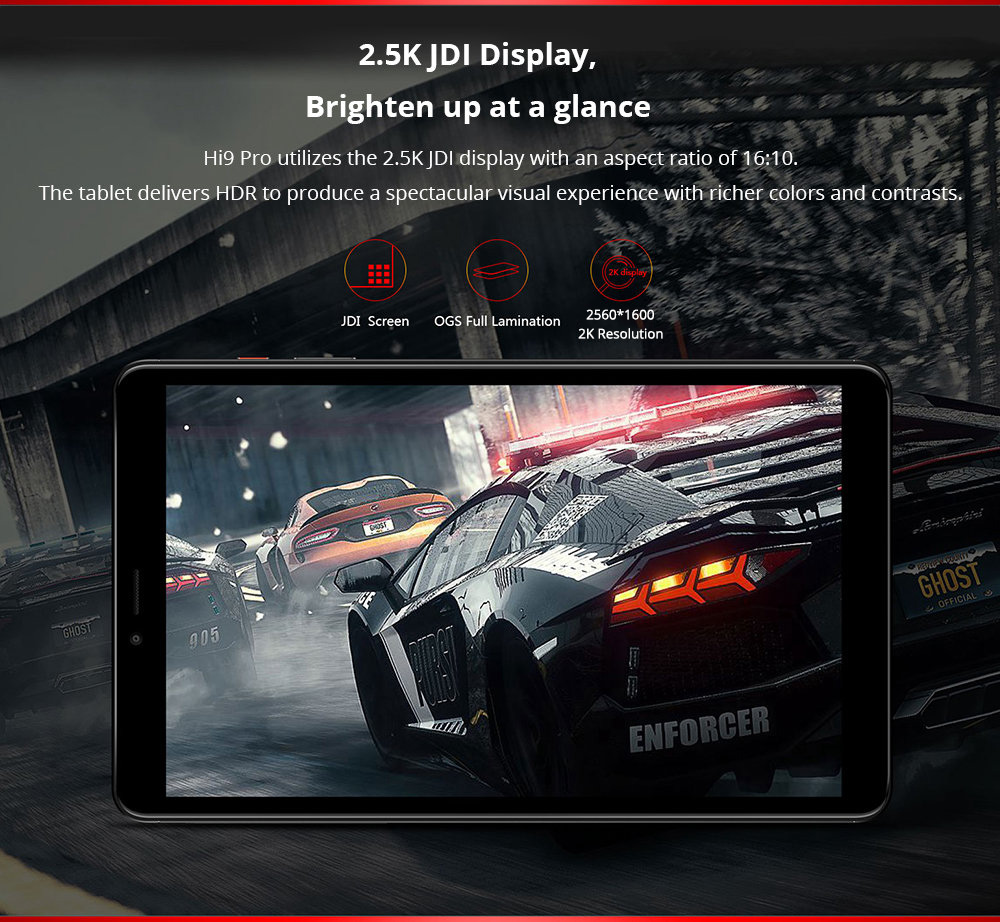 Chuwi Hi9 Pro 4G LTE Phablet MTK6797 Deca Core 8.4" IPS 2K 2560*1600 3GB RAM 32GB ROM Android 8.0 Dual SIM Dual Standby Built-in GPS GLONASS - Black