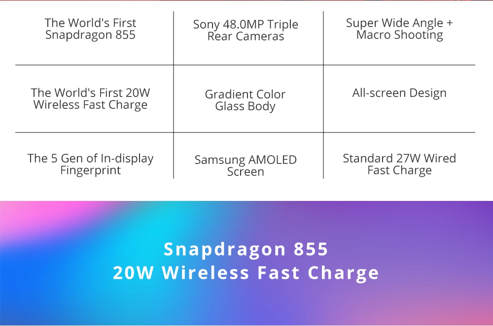 Xiaomi Mi 9 6.39 Inch 4G LTE Smartphone Snapdragon 855 6GB 128GB 48.0MP+12.0MP+16.0MP Triple Rear Cameras MIUI 10 In-display Fingerprint NFC Fast Charge - Purple
