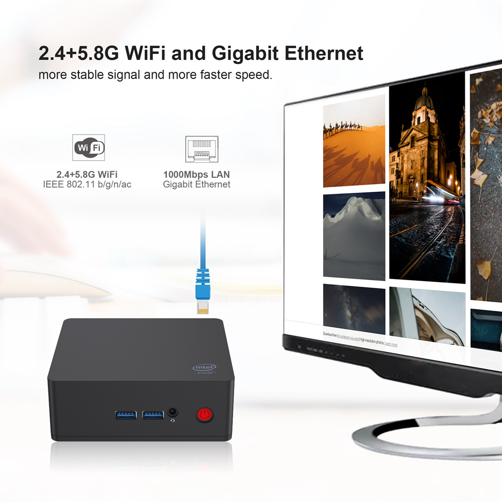 AP45 Intel Apollo Lake J4205 4GB DDR4 128GB  mSATA SSD Windows 10 Mini PC Dual Band WiFi Bluetooth Gigabit LAN USB3.0*4 HDMI*2 2.5 inch HDD Bay