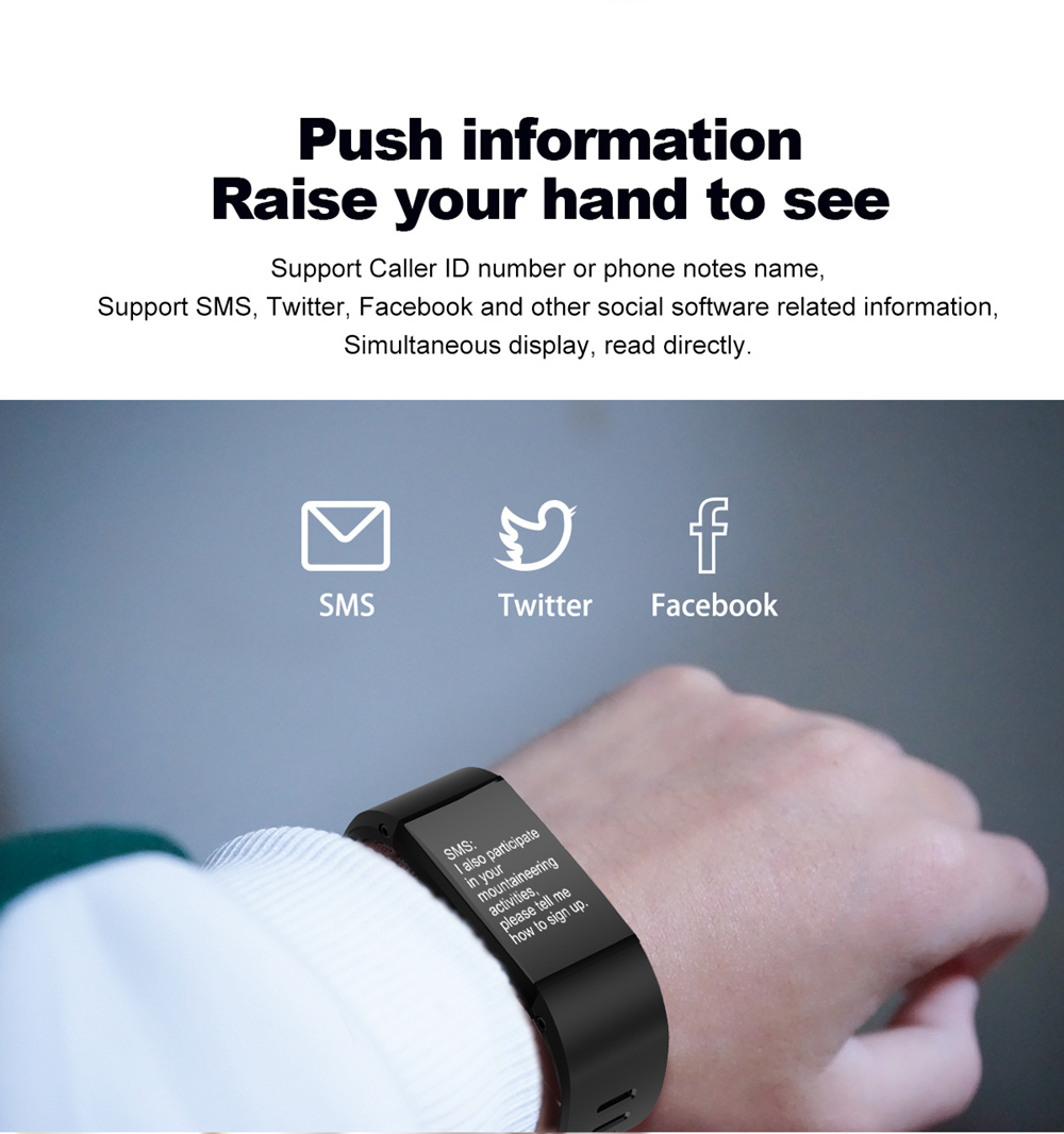 Makibes GT11 Smart Bracelet 0.96 Inch OLED Screen IP67 Built-in GPS Heart Rate Monitor Multi-sport Mode - Black