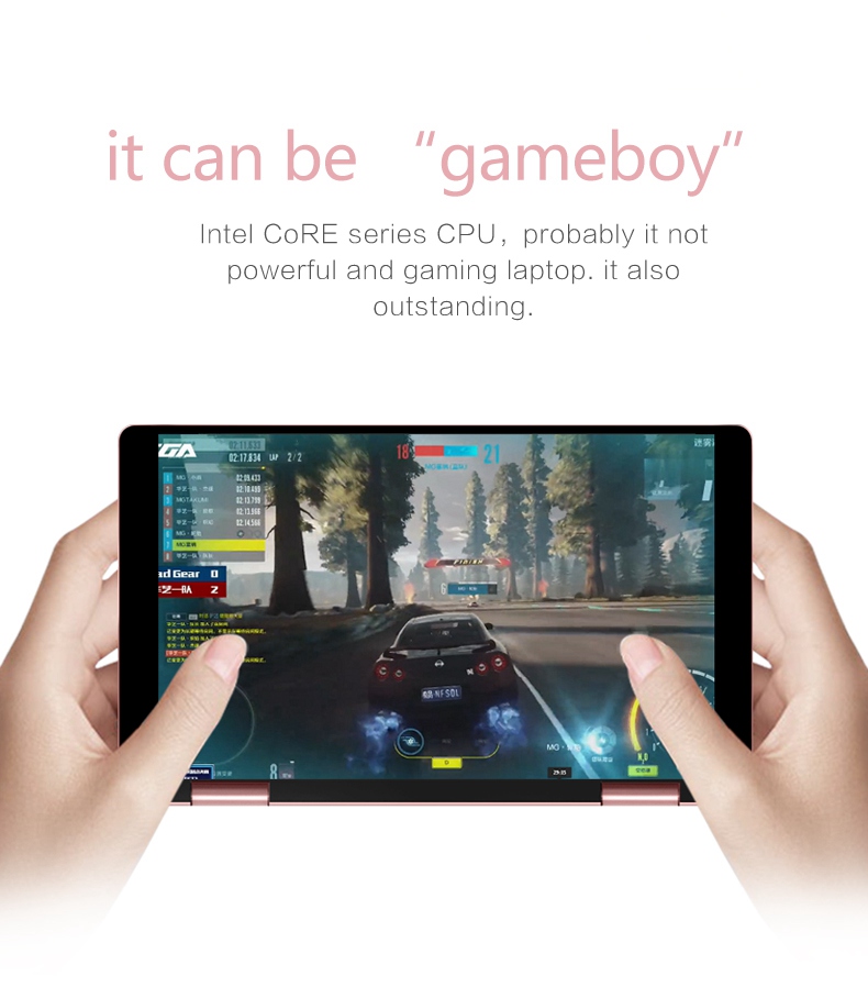 One Netbook One Mix 2S Yoga Pocket Laptop Intel Core M3-8100Y Dual Core Touch ID 7" IPS Screen 1920*1200 Windows 10 8GB DDR3 256GB PCI-E SSD - Pink
