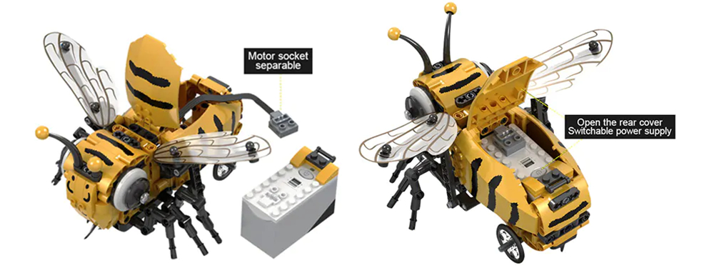 Mofun 7110 285PCS DIY Electric Bee Assembling Building Blocks RC Smart Robot With Automatic Obstacle Avoidance