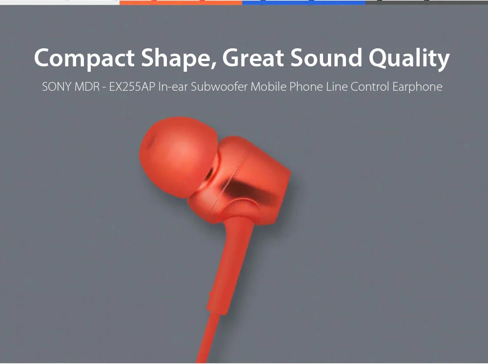 SONY MDR-EX255AP In-ear Wired Earphones Subwoofer Mobile Phone Line Control - Blue