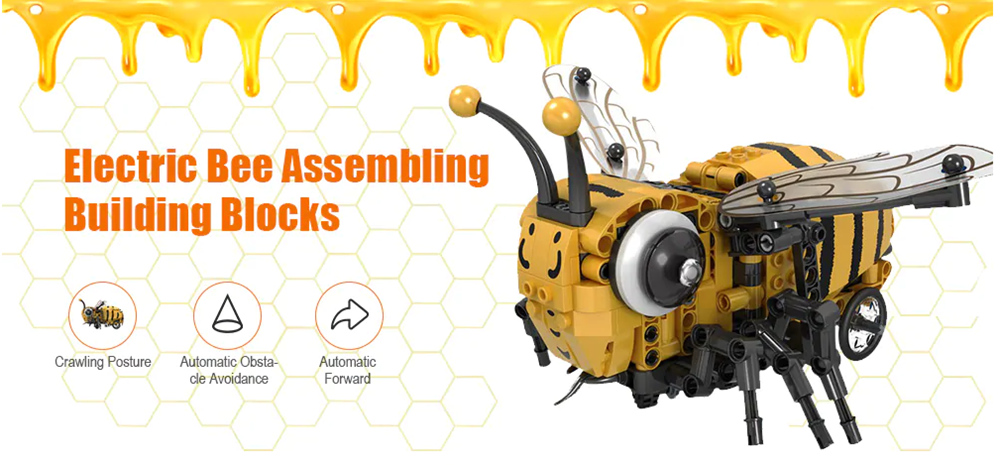 Mofun 7110 285PCS DIY Electric Bee Assembling Building Blocks RC Smart Robot With Automatic Obstacle Avoidance