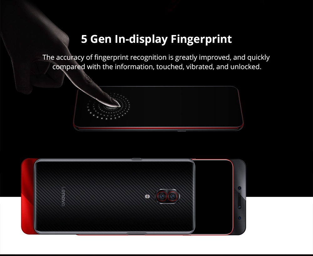 Lenovo Z5 Pro GT 6.39 Inch 4G LTE Smartphone Snapdragon 855 6GB 128GB 16.0MP+24.0MP Dual Rear Cameras Android 9.0 In-Display Fingerprint NFC - Black