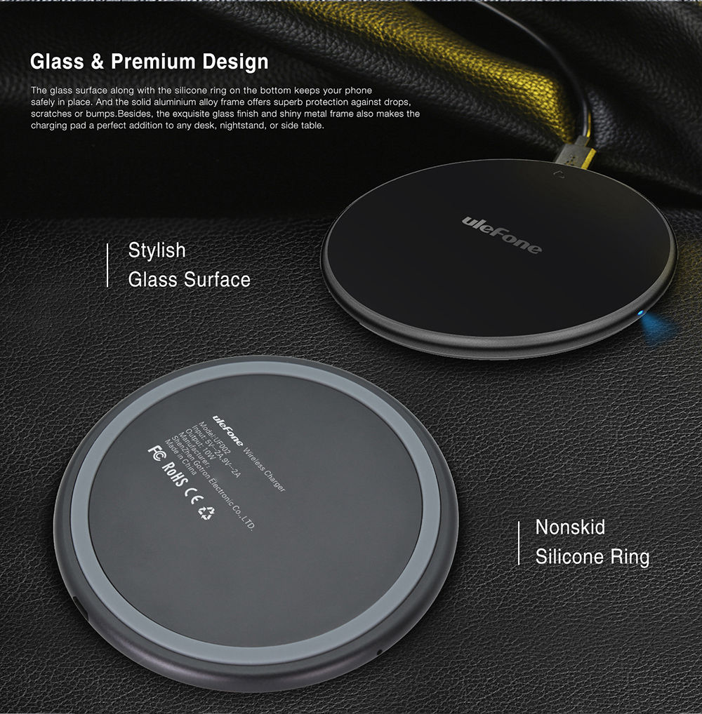 Ulefone UF002 Wireless Charger 10W 5V/9V 2A Output For Ulefone Fast Charger - Black
