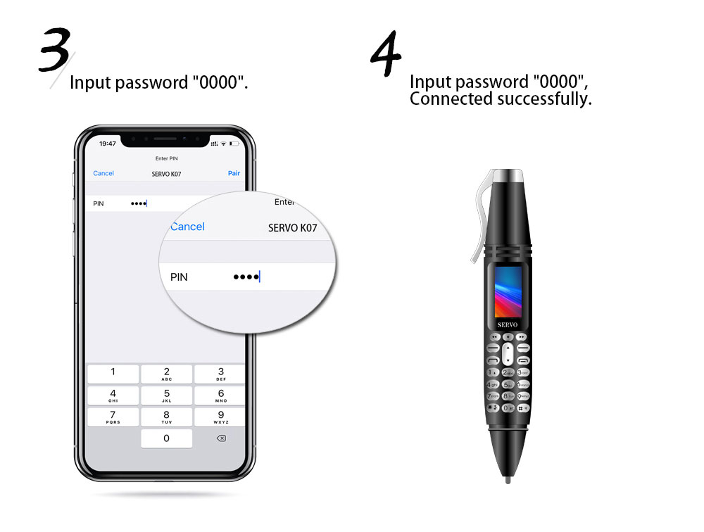 SERVO K07 0.96 Inch Mini Card Phone Black