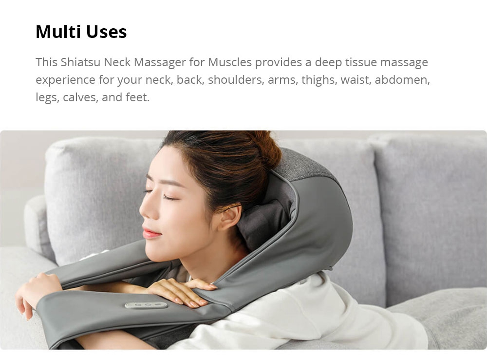 Xiaomi LERAVAN 3D Kneading Neck Shoulder Massager Customized Intensity PTC Heating Fast Charging Pinching Massage Shawl - Grey