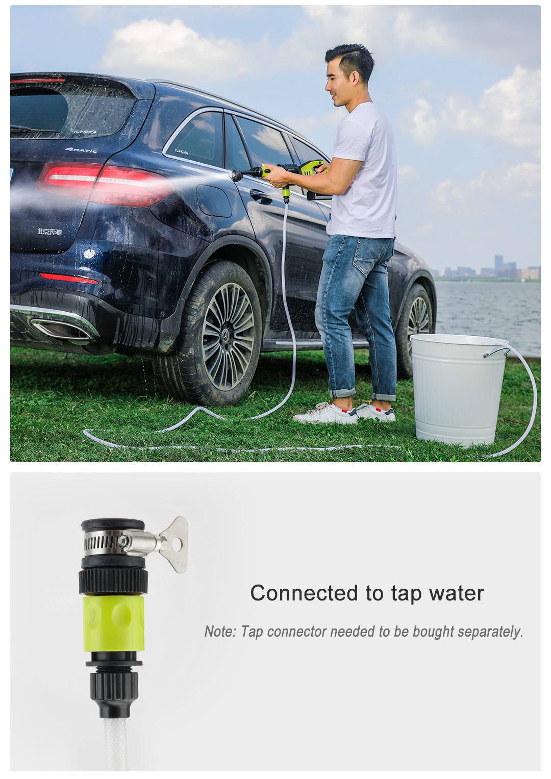 Xiaomi JIMMY JW31 Lightweight Cordless Pressure Washer Self-priming Faucet Long Cleaning Lance Eco Energy Saving Mode Portable Cleaner Global Version - Black