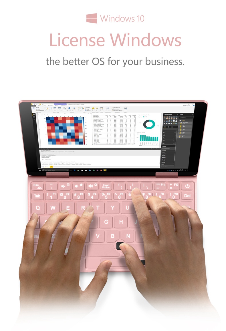 One Netbook One Mix 2S Yoga Pocket Laptop Intel Core M3-8100Y Dual Core Touch ID 7" IPS Screen 1920*1200 Windows 10 8GB DDR3 256GB PCI-E SSD - Pink