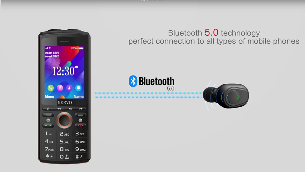 SERVO R25 2.8' Mobile Phone Dual SIM Card with Bluetooth 5.0 TWS Wireless Earphones 6000mAh - Red