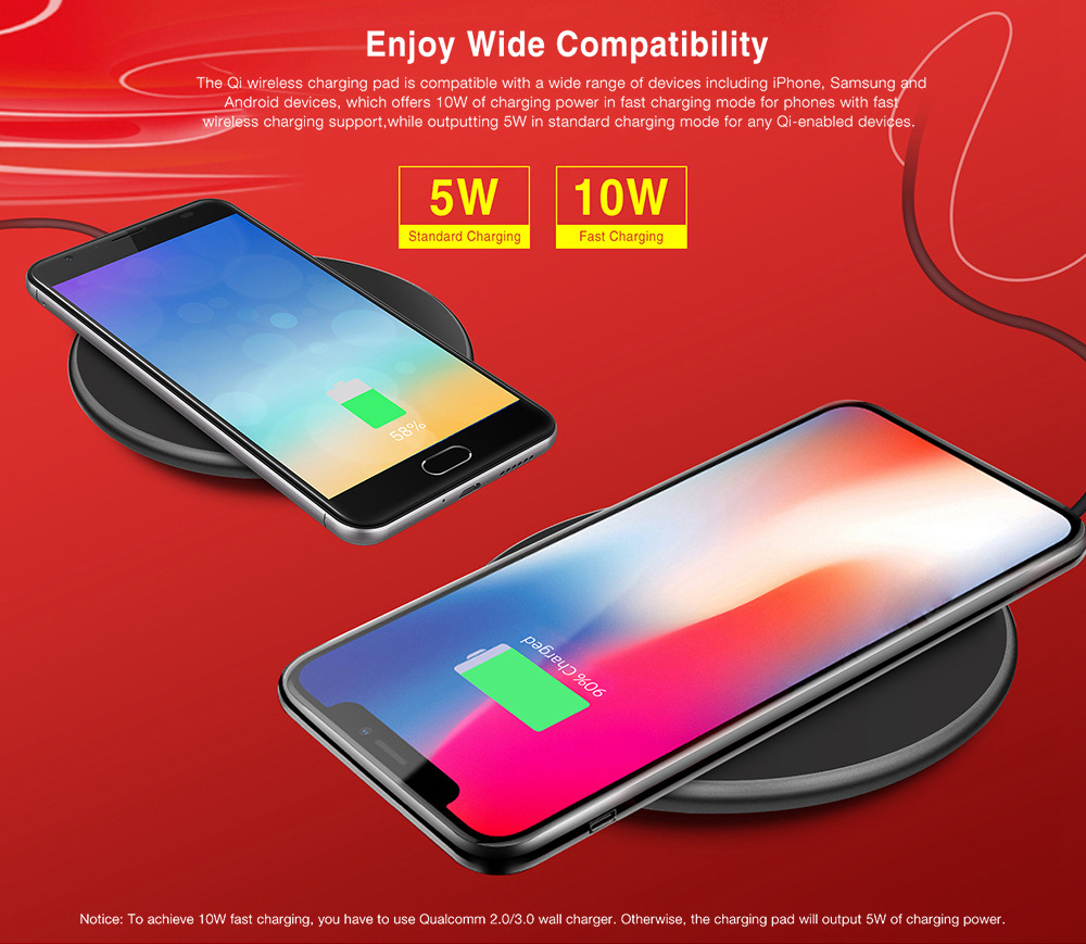 Ulefone UF002 Wireless Charger 10W 5V/9V 2A Output For Ulefone Fast Charger - Black