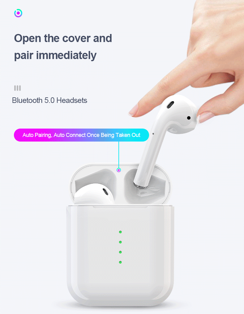 i10 TWS Bluetooth 5.0 Earbuds Tap Control Automatically Pairing Stereo Sound - White