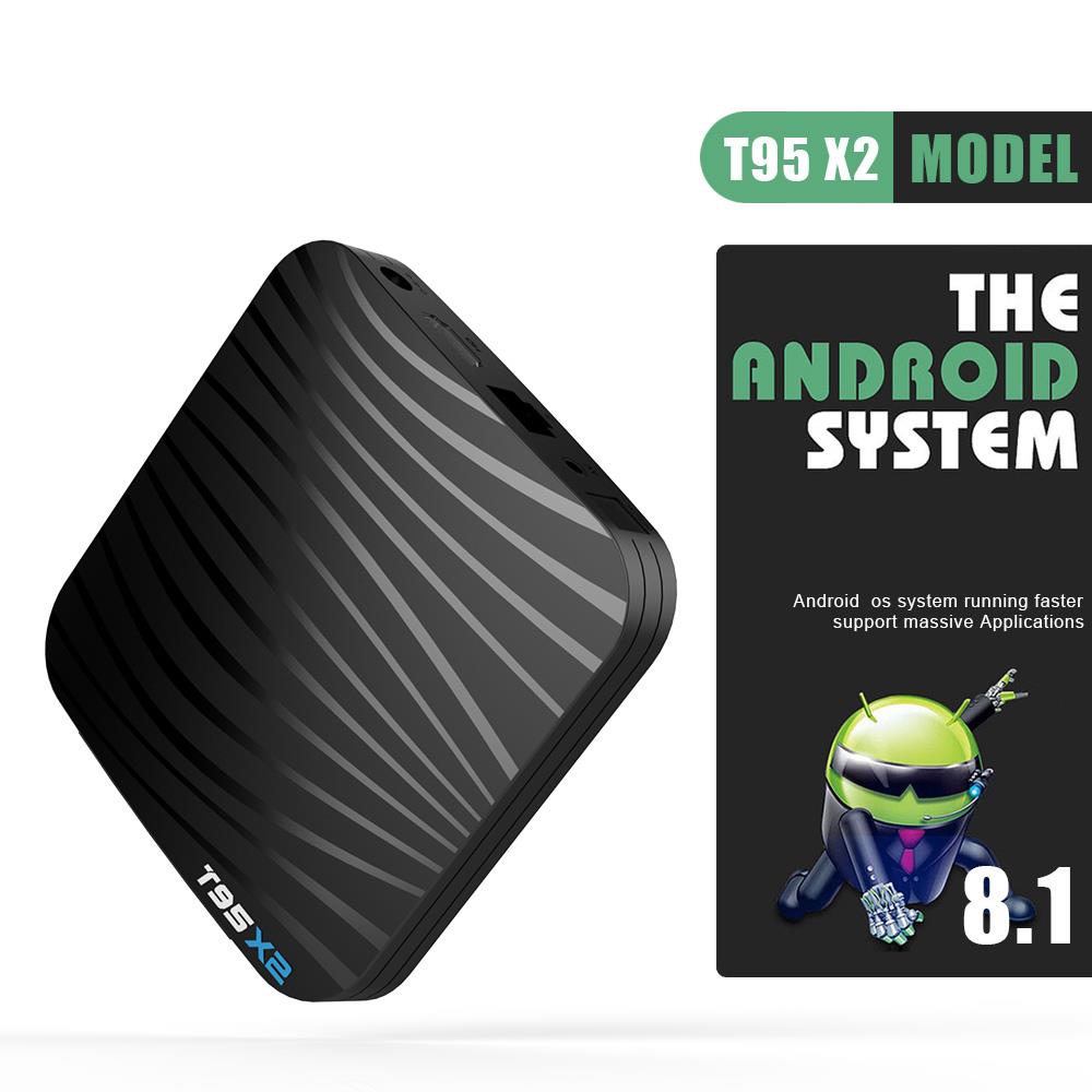 T95 X2 Amlogic S905x2 Android 8.1 4GB DDR4 64G eMMC 4K TV BOX Dual Band WiFi LAN Bluetooth
