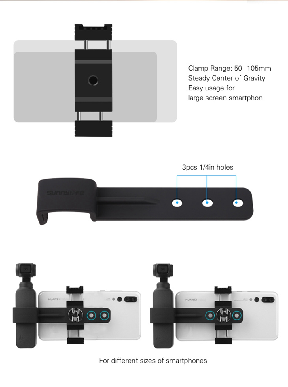 Sunnylife Expansion Accessories Metal Fixture Tripod Extension Rod Set For DJI OSMO Pocket Gimbal