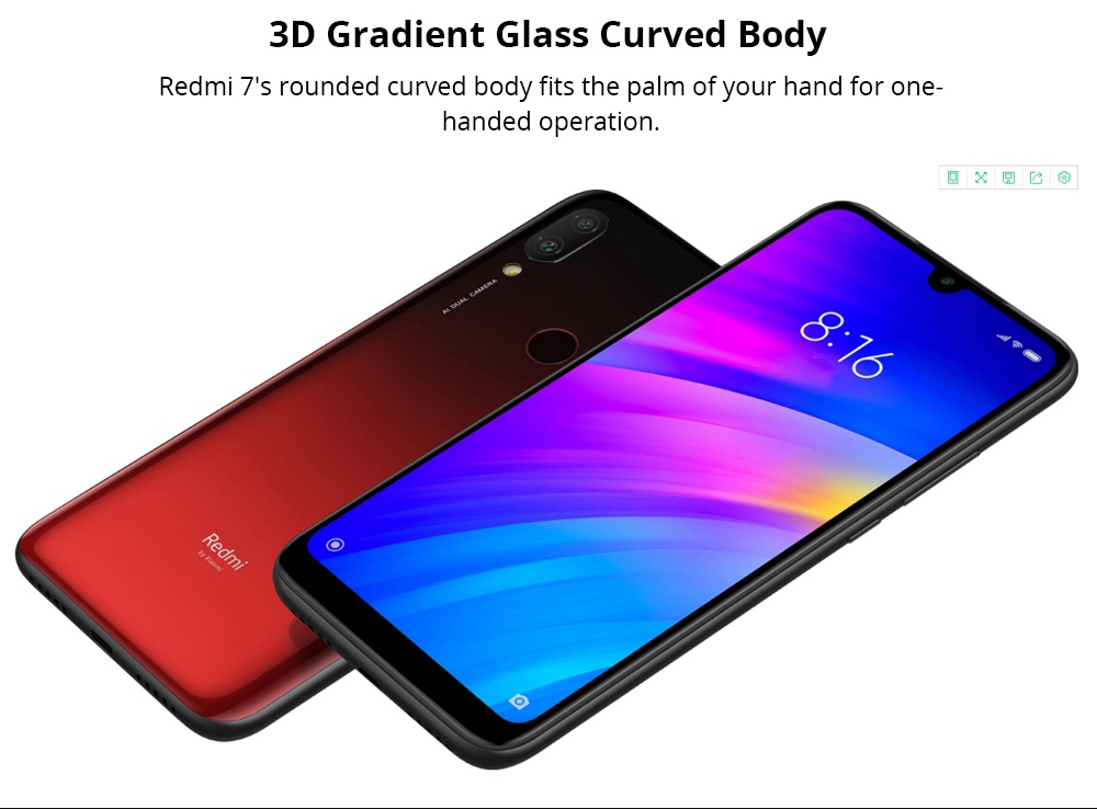 Xiaomi Redmi 7 6.26 Inch 4G LTE Smartphone Snapdragon 632 2GB 16GB 12.0MP+2.0MP Dual Cameras MIUI 10 Touch ID IR Remote Control - Black