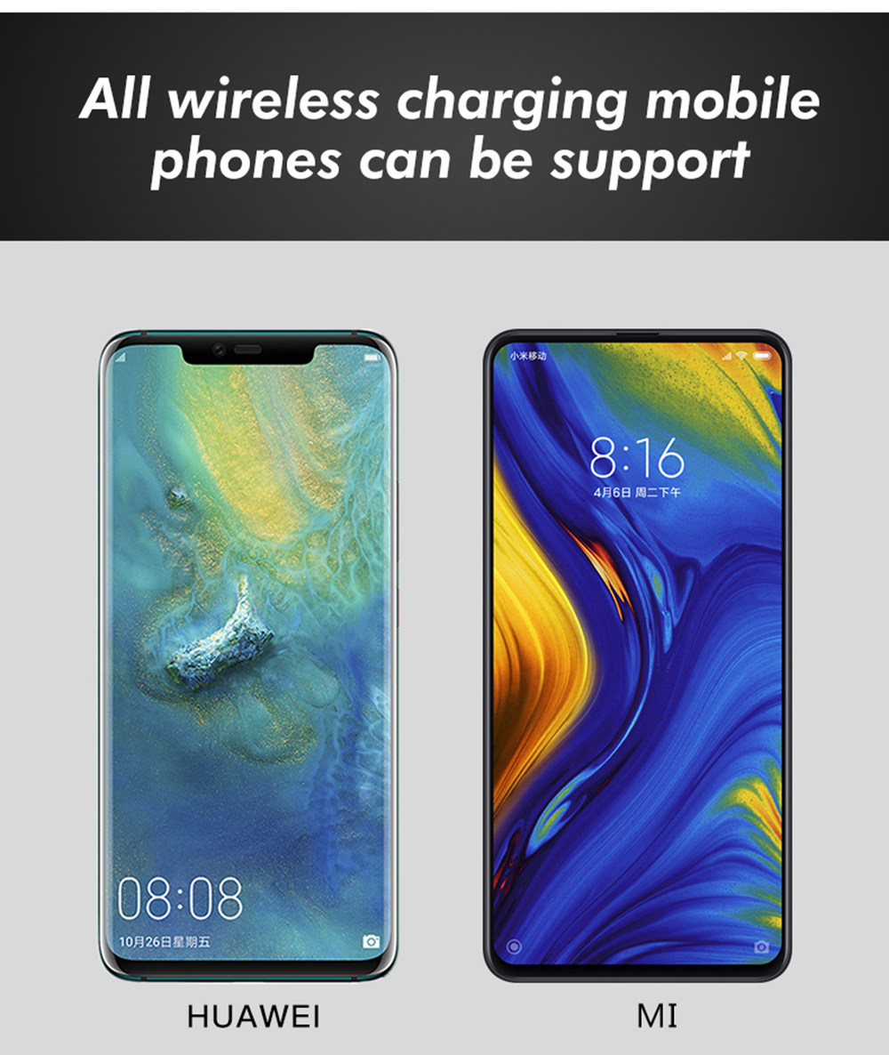 Smart Wireless Car Charger Holder QC3.0 Fast Charging Air Outlet Mount - Black