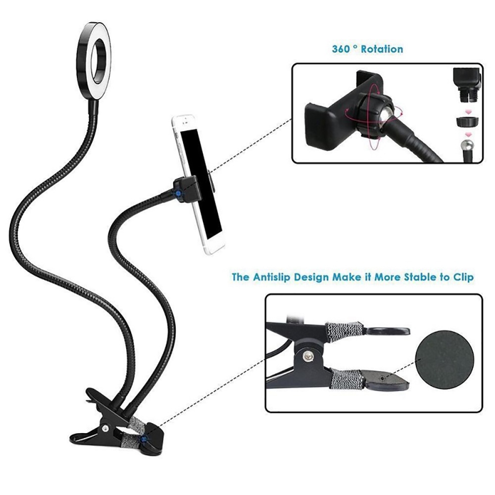 Dimmable LED Mobile Phone Live Fill Light Anchor Ring Fill Light Ring Live Broadcast Bracket - White