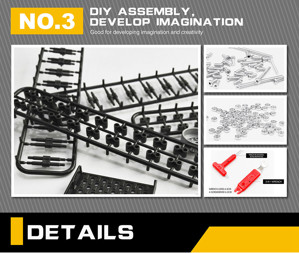 Mofun SW-006 952PCS DIY Assembling Metal Building Blocks RC Mechanical Tank