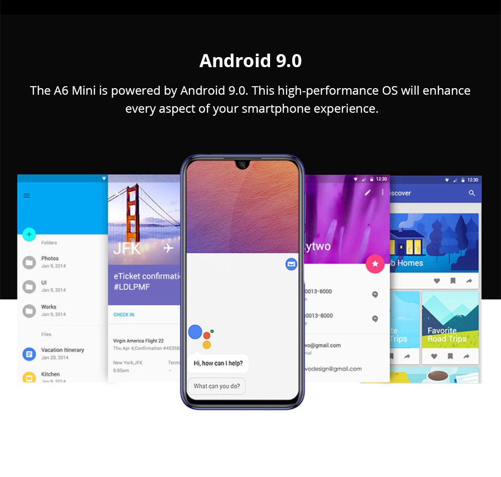 Elephone A6 Mini 5.71 Inch 4G LTE Smartphone MT6761 4GB 32GB 16.0MP+2.0MP Dual Rear Cameras Android 9.0 Face ID Fast Charge - Blue